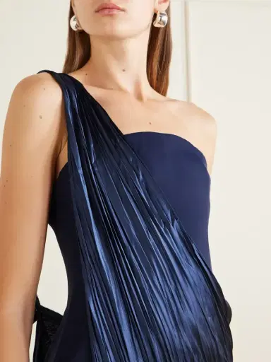 Marmar Halim Strapless Pleated Satin-trimmed Crepe Gown | Thumbnail 4 Marmar Halim Strapless Pleated Satin-trimmed Crepe Gown | Thumbnail 4