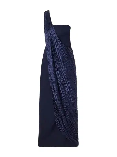 Marmar Halim Strapless Pleated Satin-trimmed Crepe Gown | Thumbnail 1 Marmar Halim Strapless Pleated Satin-trimmed Crepe Gown | Thumbnail 1