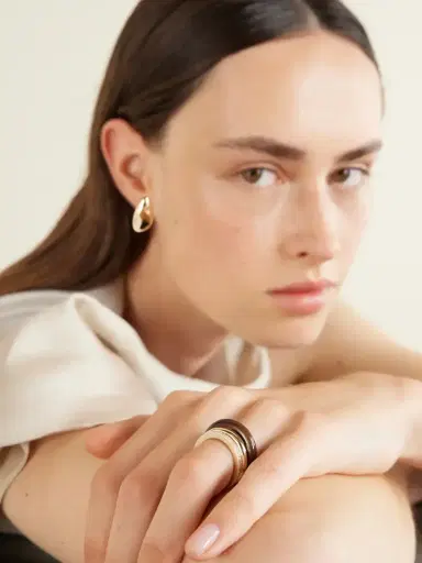 By Pariah Set Of Three 14-karat Gold, Diamond And Smokey Quartz Rings | Thumbnail 2 By Pariah Set Of Three 14-karat Gold, Diamond And Smokey Quartz Rings | Thumbnail 2