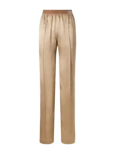 Tom Ford Logo-embroidered Velvet-trimmed Silk-satin Straight-leg Pants | Thumbnail 1 Tom Ford Logo-embroidered Velvet-trimmed Silk-satin Straight-leg Pants | Thumbnail 1
