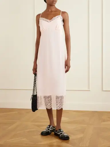 Simone Rocha Lace-trimmed Crepe De Chine Midi Dress | Thumbnail 2 Simone Rocha Lace-trimmed Crepe De Chine Midi Dress | Thumbnail 2