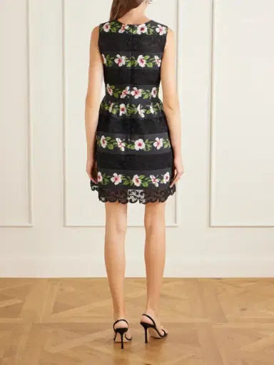 Oscar de la Renta Floral-print Lace-trimmed Crepe De Chine Mini Dress | Thumbnail 3 Oscar de la Renta Floral-print Lace-trimmed Crepe De Chine Mini Dress | Thumbnail 3