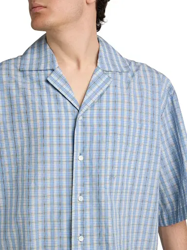 Bottega Veneta Men's Check Cotton-Silk Camp Shirt | Thumbnail 6 Bottega Veneta Men's Check Cotton-Silk Camp Shirt | Thumbnail 6