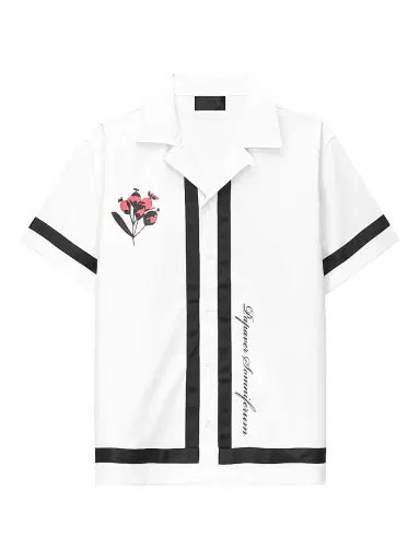 RTA Men's Chaparral Nathan Oversized Bowling Shirt - White Poppy | Thumbnail 1 RTA Men's Chaparral Nathan Oversized Bowling Shirt - White Poppy | Thumbnail 1