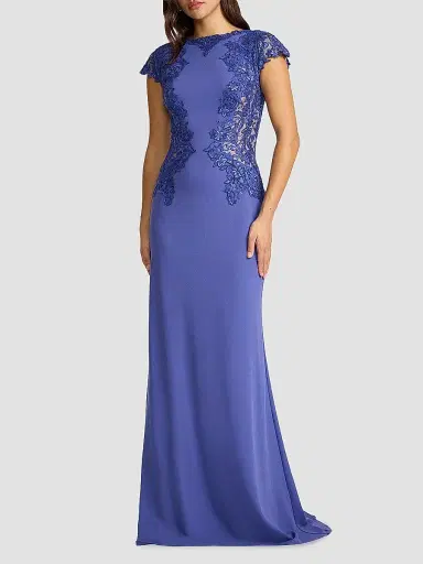 Tadashi Shoji Women's Lace-Trim Mermaid Gown - Violet Beige | Thumbnail 2 Tadashi Shoji Women's Lace-Trim Mermaid Gown - Violet Beige | Thumbnail 2