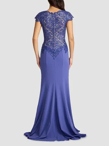 Tadashi Shoji Women's Lace-Trim Mermaid Gown - Violet Beige | Thumbnail 3 Tadashi Shoji Women's Lace-Trim Mermaid Gown - Violet Beige | Thumbnail 3