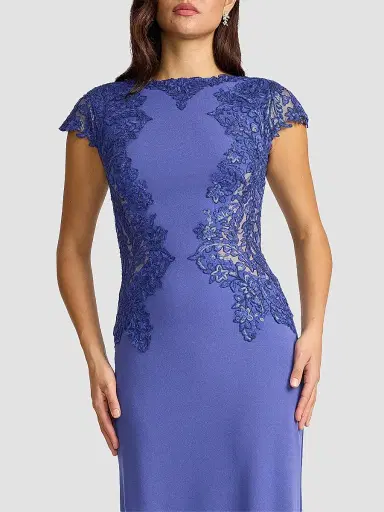 Tadashi Shoji Women's Lace-Trim Mermaid Gown - Violet Beige | Thumbnail 4 Tadashi Shoji Women's Lace-Trim Mermaid Gown - Violet Beige | Thumbnail 4