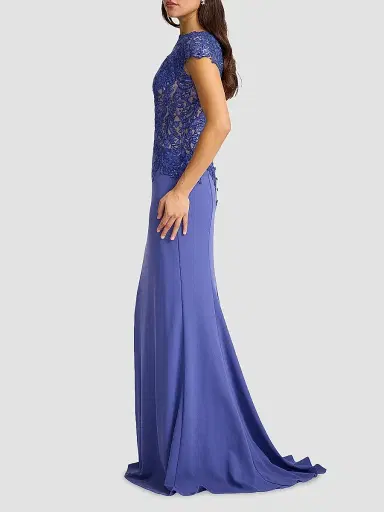 Tadashi Shoji Women's Lace-Trim Mermaid Gown - Violet Beige | Thumbnail 5 Tadashi Shoji Women's Lace-Trim Mermaid Gown - Violet Beige | Thumbnail 5
