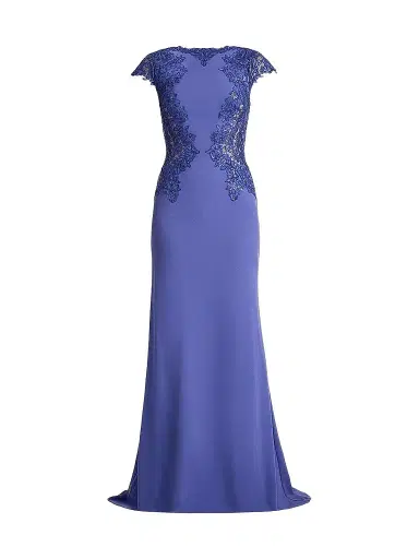 Tadashi Shoji Women's Lace-Trim Mermaid Gown - Violet Beige | Thumbnail 1 Tadashi Shoji Women's Lace-Trim Mermaid Gown - Violet Beige | Thumbnail 1