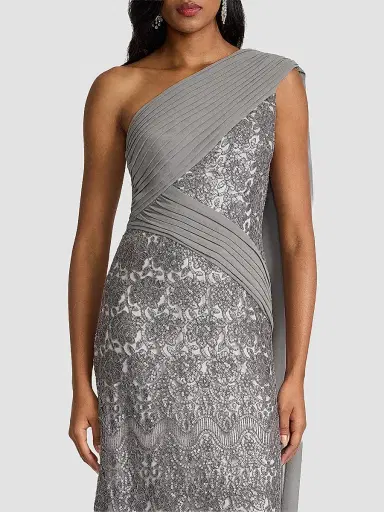 Tadashi Shoji Women's Sequined Lace One-Shoulder Gown - Mist | Thumbnail 5 Tadashi Shoji Women's Sequined Lace One-Shoulder Gown - Mist | Thumbnail 5