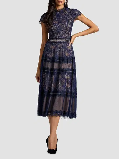 Tadashi Shoji Women's Lace Cocktail Dress - Royal Navy Beige - Size 14 | Thumbnail 2 Tadashi Shoji Women's Lace Cocktail Dress - Royal Navy Beige - Size 14 | Thumbnail 2