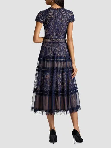 Tadashi Shoji Women's Lace Cocktail Dress - Royal Navy Beige - Size 14 | Thumbnail 3 Tadashi Shoji Women's Lace Cocktail Dress - Royal Navy Beige - Size 14 | Thumbnail 3