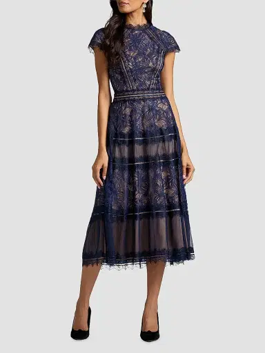 Tadashi Shoji Women's Lace Cocktail Dress - Royal Navy Beige - Size 14 | Thumbnail 4 Tadashi Shoji Women's Lace Cocktail Dress - Royal Navy Beige - Size 14 | Thumbnail 4