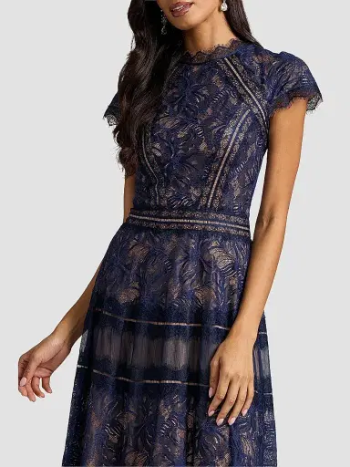 Tadashi Shoji Women's Lace Cocktail Dress - Royal Navy Beige - Size 14 | Thumbnail 5 Tadashi Shoji Women's Lace Cocktail Dress - Royal Navy Beige - Size 14 | Thumbnail 5