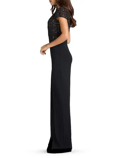 Tadashi Shoji Women's Corded Lace Short-Sleeve Jumpsuit | Thumbnail 3 Tadashi Shoji Women's Corded Lace Short-Sleeve Jumpsuit | Thumbnail 3