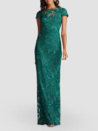 Tadashi Shoji Women's Lace Column Gown - Malachite | Thumbnail 2 Tadashi Shoji Women's Lace Column Gown - Malachite | Thumbnail 2