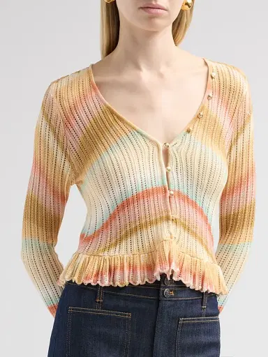 Cinq à Sept Women's Edith Space-Dyed Stripe Cardigan | Thumbnail 4 Cinq à Sept Women's Edith Space-Dyed Stripe Cardigan | Thumbnail 4
