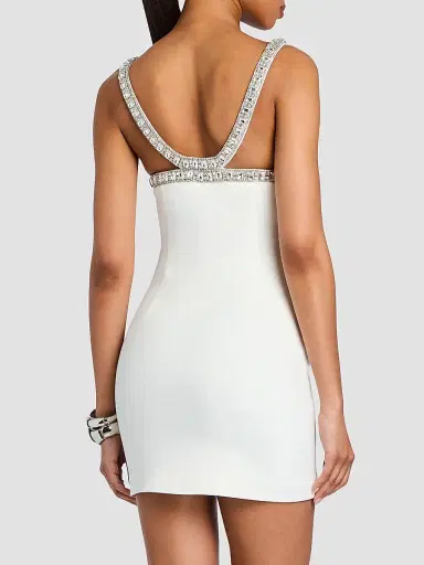 Retrofête Women's Ailsa Embellished Jersey Crepe Mini Dress - White Silver | Thumbnail 3 Retrofête Women's Ailsa Embellished Jersey Crepe Mini Dress - White Silver | Thumbnail 3