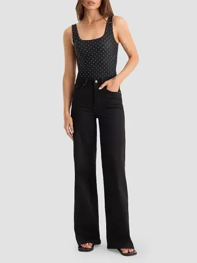 GOOD AMERICAN Women's The Weightless Sculpting Modern Tank Bodysuit - Mini Dot Black | Thumbnail 2 GOOD AMERICAN Women's The Weightless Sculpting Modern Tank Bodysuit - Mini Dot Black | Thumbnail 2