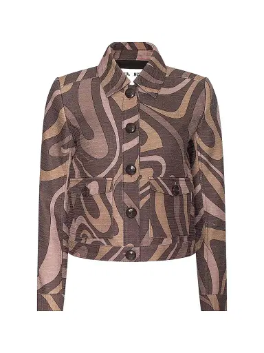 L'Agence Women's Nyx Abstract Cotton Crop Jacket | Thumbnail 1 L'Agence Women's Nyx Abstract Cotton Crop Jacket | Thumbnail 1