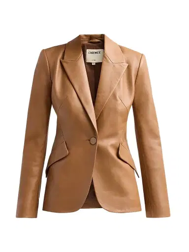 L'Agence Women's Chamberlain Tailored Leather Blazer - Soft Cognac - Size 6 | Thumbnail 1 L'Agence Women's Chamberlain Tailored Leather Blazer - Soft Cognac - Size 6 | Thumbnail 1