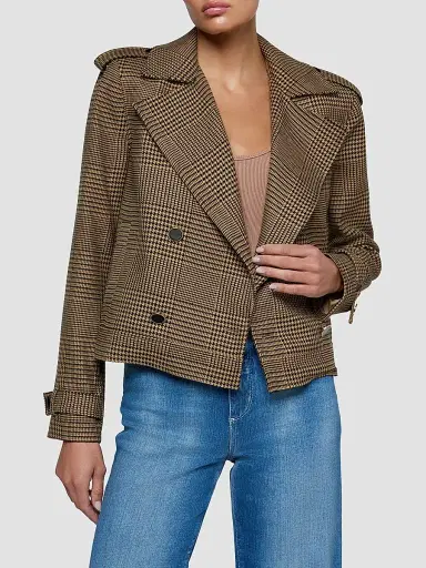 L'Agence Women's Xoey Houndstooth Crop Trench Jacket | Thumbnail 4 L'Agence Women's Xoey Houndstooth Crop Trench Jacket | Thumbnail 4