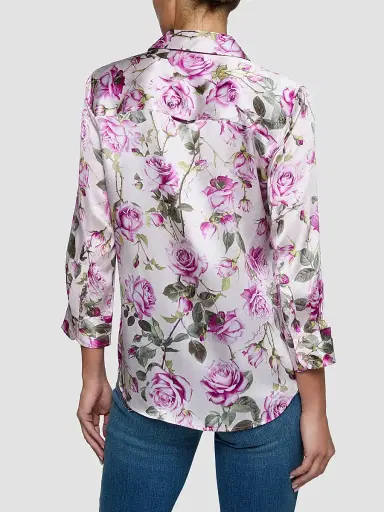 L'Agence Women's Dani Floral Silk Blouse - Light Purple Grand Floral Rose - Size XL | Thumbnail 3 L'Agence Women's Dani Floral Silk Blouse - Light Purple Grand Floral Rose - Size XL | Thumbnail 3