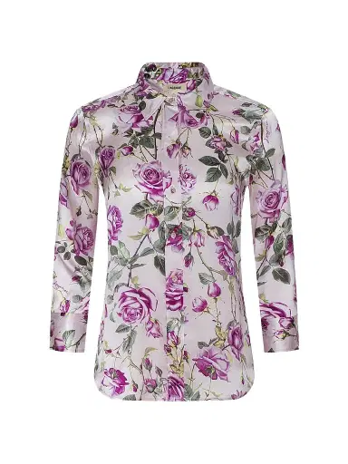 L'Agence Women's Dani Floral Silk Blouse - Light Purple Grand Floral Rose - Size XL | Thumbnail 1 L'Agence Women's Dani Floral Silk Blouse - Light Purple Grand Floral Rose - Size XL | Thumbnail 1