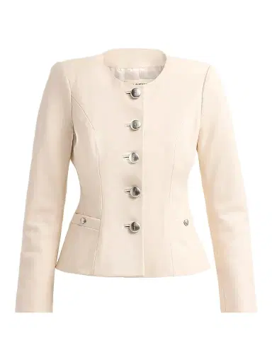 L'Agence Women's Mariella Collarless Leather Blazer - Vintage White - Size 14 | Thumbnail 1 L'Agence Women's Mariella Collarless Leather Blazer - Vintage White - Size 14 | Thumbnail 1