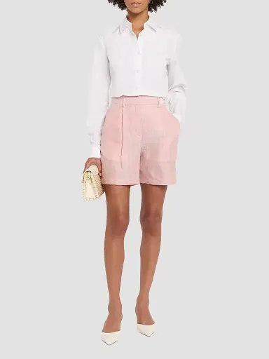 TWP Women's Henry Pinstriped Shorts - White Red | Thumbnail 2 TWP Women's Henry Pinstriped Shorts - White Red | Thumbnail 2