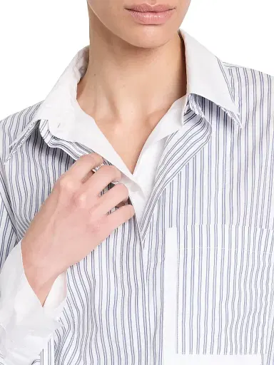 TWP Women's Double-Layer Boyfriend Shirt - White Navy Multi | Thumbnail 6 TWP Women's Double-Layer Boyfriend Shirt - White Navy Multi | Thumbnail 6