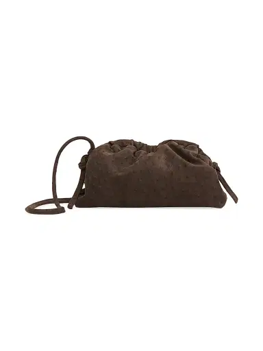MANSUR GAVRIEL Women's Mini Cloud Ostrich-Embossed Leather Clutch - Ebony | Thumbnail 1 MANSUR GAVRIEL Women's Mini Cloud Ostrich-Embossed Leather Clutch - Ebony | Thumbnail 1