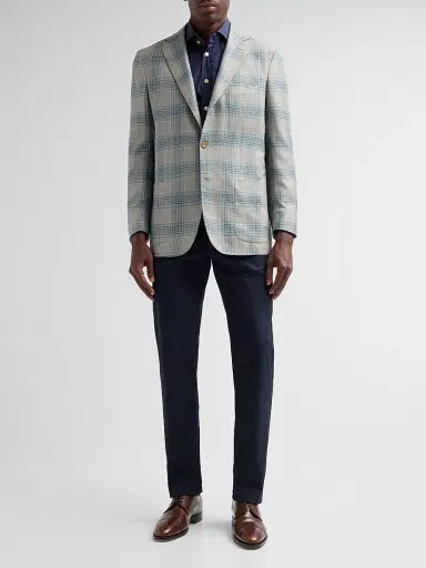 Kiton Men's Cashmere Plaid Two-Button Sport Coat - Medium Grey - Size 40 | Thumbnail 2 Kiton Men's Cashmere Plaid Two-Button Sport Coat - Medium Grey - Size 40 | Thumbnail 2