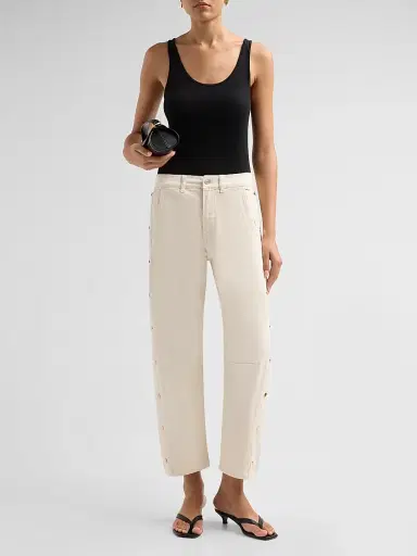 Le Jean Women's Frankie Studded Barrel-Leg Jeans - Bone - Size 31 | Thumbnail 2 Le Jean Women's Frankie Studded Barrel-Leg Jeans - Bone - Size 31 | Thumbnail 2
