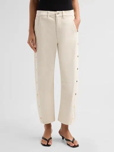 Le Jean Women's Frankie Studded Barrel-Leg Jeans - Bone - Size 31 | Thumbnail 4 Le Jean Women's Frankie Studded Barrel-Leg Jeans - Bone - Size 31 | Thumbnail 4