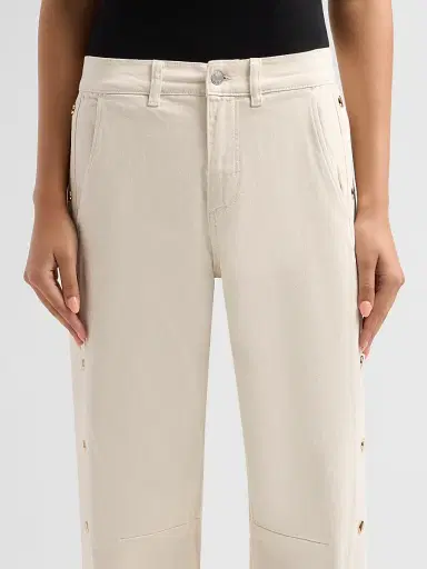 Le Jean Women's Frankie Studded Barrel-Leg Jeans - Bone - Size 31 | Thumbnail 5 Le Jean Women's Frankie Studded Barrel-Leg Jeans - Bone - Size 31 | Thumbnail 5