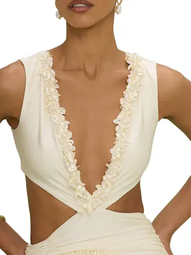 PatBO Women's Martina Ruffle Maxi Dress - Off White | Thumbnail 5 PatBO Women's Martina Ruffle Maxi Dress - Off White | Thumbnail 5