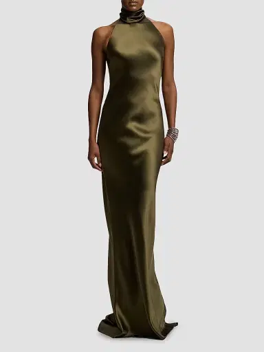 Ralph Lauren Collection Women's Chilton Satin Evening Dress - Cypress - Size 8 | Thumbnail 2 Ralph Lauren Collection Women's Chilton Satin Evening Dress - Cypress - Size 8 | Thumbnail 2