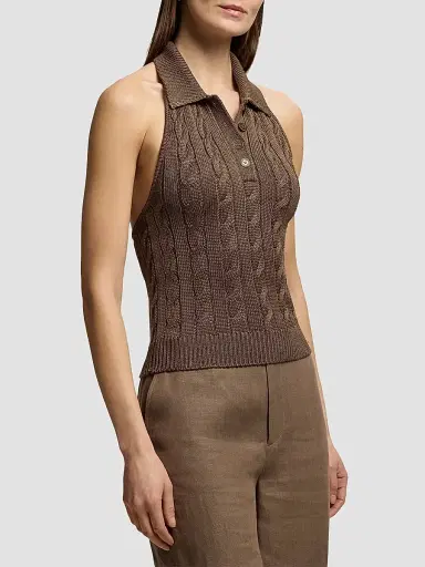Ralph Lauren Collection Women's Cable-Knit Halter Polo Sweater | Thumbnail 3 Ralph Lauren Collection Women's Cable-Knit Halter Polo Sweater | Thumbnail 3