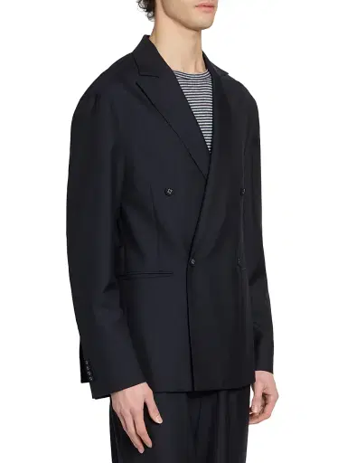 OFFICINE GÉNÉRALE Men's Merrick Wool-Cashmere-Silk Double-Breasted Blazer | Thumbnail 4 OFFICINE GÉNÉRALE Men's Merrick Wool-Cashmere-Silk Double-Breasted Blazer | Thumbnail 4