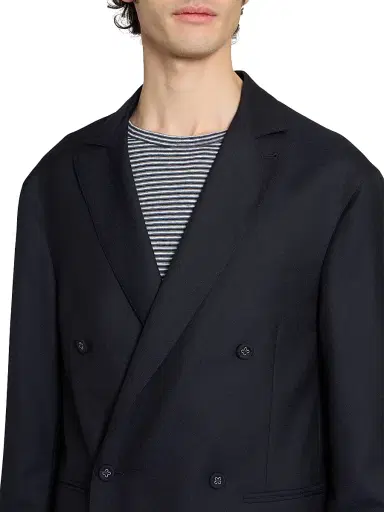 OFFICINE GÉNÉRALE Men's Merrick Wool-Cashmere-Silk Double-Breasted Blazer | Thumbnail 6 OFFICINE GÉNÉRALE Men's Merrick Wool-Cashmere-Silk Double-Breasted Blazer | Thumbnail 6