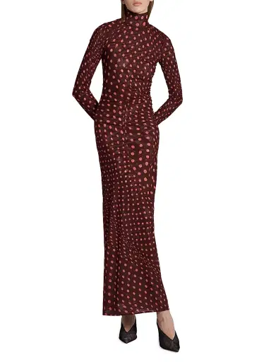 Stella McCartney Women's Polka Dot Mesh Maxi Dress - Burgundy Pink | Thumbnail 2 Stella McCartney Women's Polka Dot Mesh Maxi Dress - Burgundy Pink | Thumbnail 2