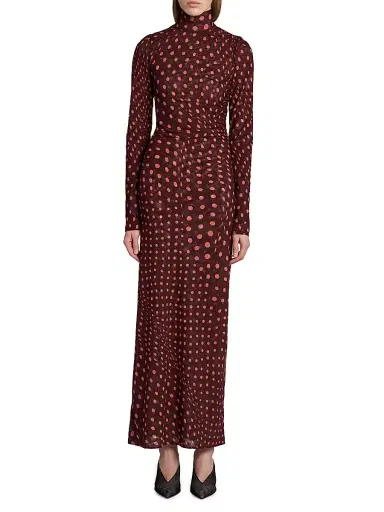 Stella McCartney Women's Polka Dot Mesh Maxi Dress - Burgundy Pink | Thumbnail 3 Stella McCartney Women's Polka Dot Mesh Maxi Dress - Burgundy Pink | Thumbnail 3