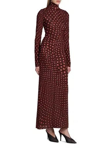 Stella McCartney Women's Polka Dot Mesh Maxi Dress - Burgundy Pink | Thumbnail 4 Stella McCartney Women's Polka Dot Mesh Maxi Dress - Burgundy Pink | Thumbnail 4