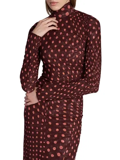 Stella McCartney Women's Polka Dot Mesh Maxi Dress - Burgundy Pink | Thumbnail 6 Stella McCartney Women's Polka Dot Mesh Maxi Dress - Burgundy Pink | Thumbnail 6