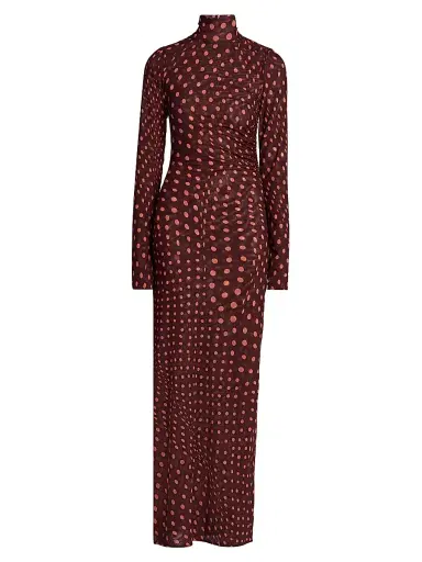 Stella McCartney Women's Polka Dot Mesh Maxi Dress - Burgundy Pink | Thumbnail 1 Stella McCartney Women's Polka Dot Mesh Maxi Dress - Burgundy Pink | Thumbnail 1