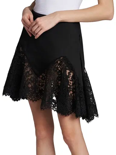 Stella McCartney Women's Satin Lace-Trimmed Skirt - Black - Size 10 | Thumbnail 6 Stella McCartney Women's Satin Lace-Trimmed Skirt - Black - Size 10 | Thumbnail 6