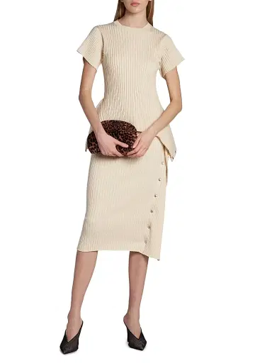 Stella McCartney Women's Rib-Knit Cotton Snap Midi Skirt - | Thumbnail 2 Stella McCartney Women's Rib-Knit Cotton Snap Midi Skirt - | Thumbnail 2