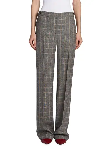 Stella McCartney Women's Tailored Check Wool Slim Pants - Grey Melange | Thumbnail 3 Stella McCartney Women's Tailored Check Wool Slim Pants - Grey Melange | Thumbnail 3