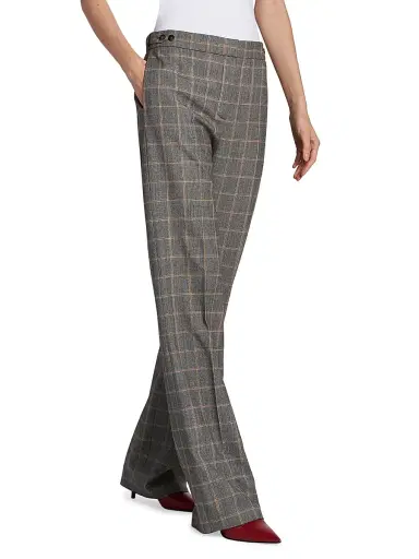 Stella McCartney Women's Tailored Check Wool Slim Pants - Grey Melange | Thumbnail 4 Stella McCartney Women's Tailored Check Wool Slim Pants - Grey Melange | Thumbnail 4